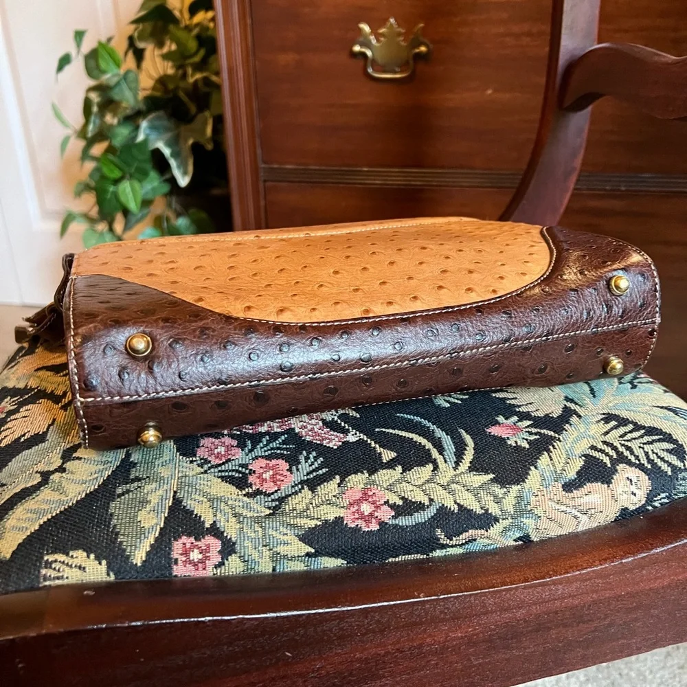 Brahmin 2toned Ostrich embossed leather shoulder bag - Price Dropped!!! - Picture 3 of 10